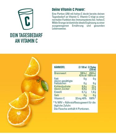 hohes C Mild orange 12 x 05 l 100 juice orange juice vitamin C without added sugar less acid vegan with recycled PET - Buy Online on GoSupps.com