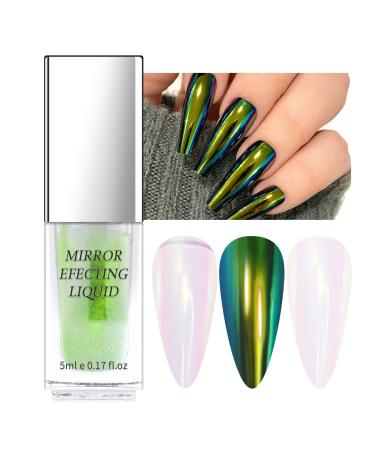 KYDA Chameleon Liquid Nail Powder High Pigment Holographic Glitter Nail Polish Chrome Mirror Finish Chameleon Nail Powder Glossy Iridescent Aurora Nail Art Varnish-04 #04