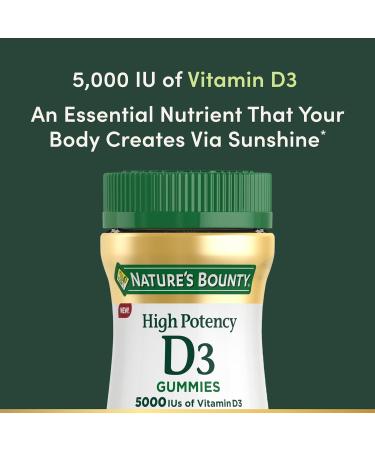 Nature s Bounty Vitamin D 5000 IU Gummies Vitamin D3 High Potency Immune Support & Bone Health Supplement 5000 IU in 1 Gummy Strawberry Flavor 2 month Supply 60 Vegetarian Gummies for Adults 60 Count (Pack of 1) - Buy Online on GoSupps.com