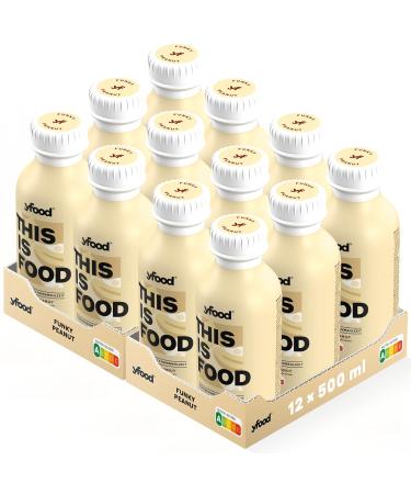 YFOOD Funky Peanut Drink - 34g Protein 26 Vitamins & Minerals Delicious On-the-Go Meal 12x500ml (Includes 3.00 Deposit) - Buy Online on GoSupps.com