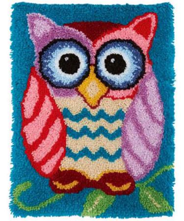 MLADEN Latch Hook Rug Kits DIY Crochet Yarn Rugs Hooking Craft Kit with Color Preprinted Pattern Design for Adults Kids (owl  20 x 15in) owl 20x15in
