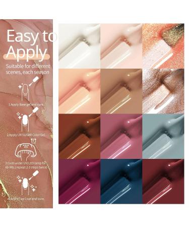 Buy Ur Sugar UV Nail Polish - 12 Colors Nude Pink Brown Glitter Gel Set for Nail Studios | Gift Box Manicure Set Perfect for Christmas - Buy Online on GoSupps.com