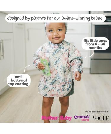 Bubba Bear Baby Weaning Bib with Sleeves | Set of Long Sleeve Coverall Bibs | Toddler Led Feeding Sleeved Accessories | Waterproof Apron Cape for Babies 6 Months+ (Pink & Green) - Buy Online on GoSupps.com