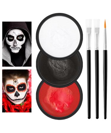 Clown Makeup Kit Red Black and White Face Painting Kit Professional Water Based Face Paint Halloween Makeup Kit Clown Face Paint for Kids and Adults Zombie Joker Vampire Makeup