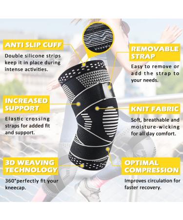 Beister Knee Compression Sleeves with Adjustable Straps | Professional Support Brace for Meniscus Tear, Arthritis, and Joint Pain Relief | for Men & Women | Running, Basketball | Black | 1 Pair - Buy Online on GoSupps.com