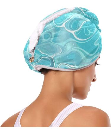 Teal Waves Hair Towel 2 Pack | Super Absorbent Quick Dry Hair Turbans for Women & Girls - Buy Online on GoSupps.com
