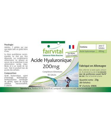 Fairvital | Hyaluronic Acid 200mg - VEGAN - Highly Dosed - 60 Capsules - Buy Online on GoSupps.com