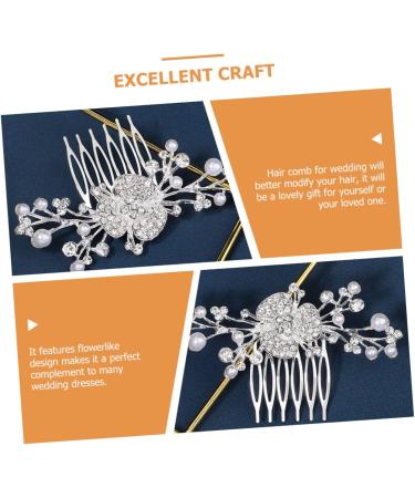 DOITOOL Rhinestone Five-tooth Hair Comb Bride Hair Accessories Wedding Hair Comb Clip Wedding Headpiece for Bride Tiara Pearl Hair Accessories Hair Piece Rhinestones Alloy - Buy Online on GoSupps.com