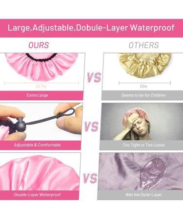 Auban Adjustable Reusable Extra Large Shower Cap - Waterproof Bathing Cap for Women - 3 Colors (Pink, Rose Red, Black) - Buy Online on GoSupps.com