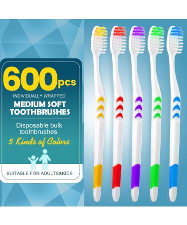 Navona 600 PCS Bulk Toothbrush Pack - Colorful Ergonomic Soft Bristles for Travel Hotel & Donation | Ideal for Adults & Kids - Buy Online on GoSupps.com