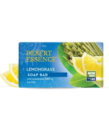 Desert Essence Lemongrass Soap Bar - 5 oz | Tea Tree Oil, Aloe Vera & Jojoba - Acne Relief & Invigorating Moisturizer - Buy Online on GoSupps.com