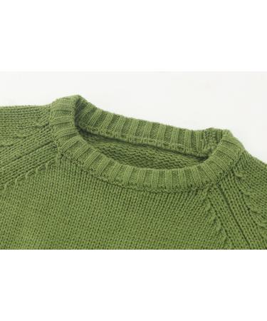 KISLOVE Knitted Jumper: Unisex Toddler Sweater, Ribbed Chunky Pullover for Autumn Outwear, Green - Size 120 - Buy Online on GoSupps.com