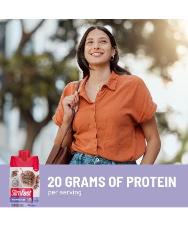 SlimFast High Protein Chocolate Meal Replacement Shake - 20g Protein, Low Carb, Low Sugar - 24 Vitamins & Minerals - 12 Count - Buy Online on GoSupps.com