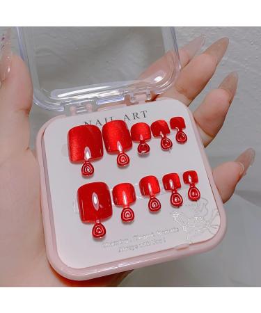 FEIlei Crystal Cat Eye Shining Diamond Foot Nail Patches Handmade Wearing Short Press on Nails for Toes Decoration 5# - Buy Online on GoSupps.com