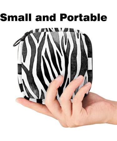 Zebra Pattern Storage Bags for Women | Portable Menstrual Pad & Bandage Holder | Black & White Design for School & Office - Buy Online on GoSupps.com