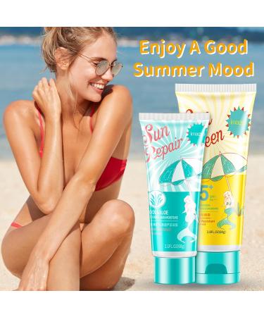 Advance Face Sunscreens SPF 45 + Aloe Vera Gel Repair After Sun Skin Face Suncream Factor 45 Face Repair Redness Skin Non-Greasy Lightweight Deep Hydration UVA/UVB Protection Sooth Waterproof - Buy Online on GoSupps.com