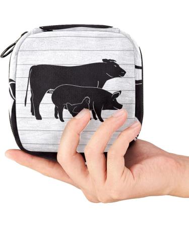 Farmhouse Animals Rustic Sanitary Napkin Storage Bag | Portable Girls Period Pads & Tampons Holder | Large Capacity Multicoloured Makeup Bag - Buy Online on GoSupps.com