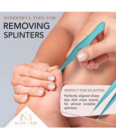 Majestic Bombay Teel Blue Tweezers Set - Fine Point & Slant for Precision Hair & Splinter Removal | Stainless Steel Pluckers - Buy Online on GoSupps.com