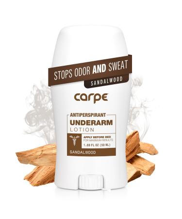 Carpe Clinical Strength Underarm Antiperspirant and Deodorant Sandalwood Scent Sandalwood 1.69 Fl Oz (Pack of 1)