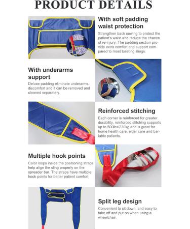 Transfer Nursing Sling 180 Kg Load Capacity Lift Toileting Sling - Full Body Disabled Lifting Harness for Elderly Lifter with Divided Leg Sling Large - Buy Online on GoSupps.com