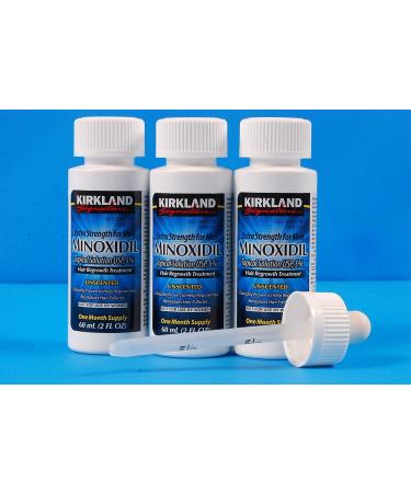 Kirkland Minoxidil 5% Topical Solution Extra Strength Hair Regrowth Treatment for Men Dropper Applicator Included (1 month to 24 month supplies available) (3 month supply) 2 Fl Oz (Pack of 2)