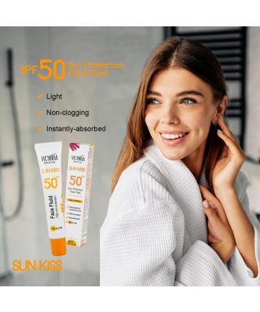 Victoria Beauty Sun Kiss SPF 50 Sunscreen for Face - Face Suncream and Facial Moisturiser with Niacinamide Hyaluronic Acid and Green Tea 40ml - Buy Online on GoSupps.com