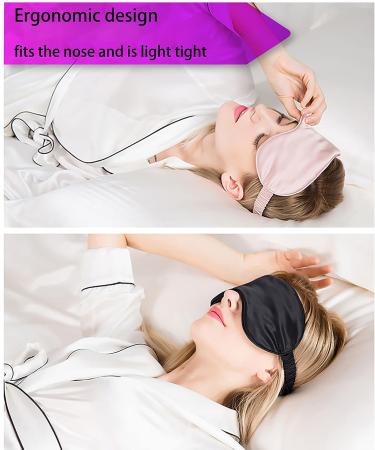 Pure Black Silk Sleep Mask - Adjustable Strap for Full Night's Sleep - Travel and Nap Aid - Super Soft Eye Shade Cover - Buy Online on GoSupps.com
