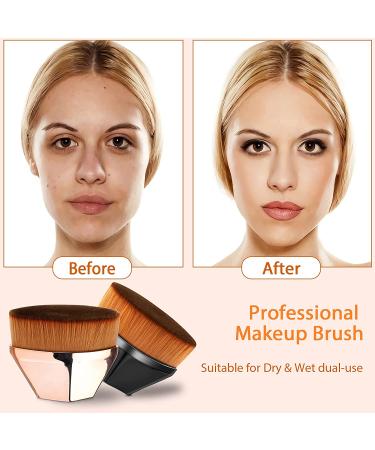 Flat Top Kabuki Foundation Makeup Brush 2 Pack - Multi-functional for Liquid, Cream, and Powder Cosmetics - with Portable Case - Black and Pink - Buy Online on GoSupps.com