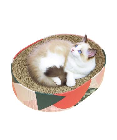 ComSaf MSBC Cat Scratcher Cardboard,Corrugated Scratch Pad, Cat Scratcher Lounge Bed for Furniture Protection, Cat Training Toy oval
