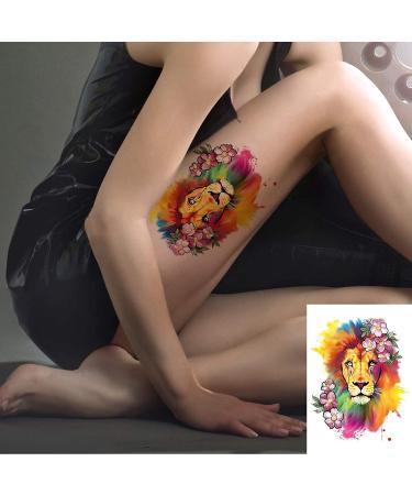 Kotbs Lion Animal Temporary Arm Tattoos - Set of 8 Sheets | Men Women Adults Fake Sleeve & Half Arm Stickers - Buy Online on GoSupps.com