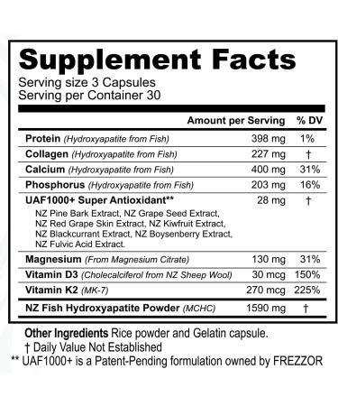 FREZZOR Calcium Plus 90 Capsules - New Zealand Raw Calcium Supplement for Bone Health & Cardio Support - Buy Online on GoSupps.com