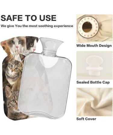 Cute Cat Hot Water Bottle (1L) - BPA Free Small Pain Relief Bag for Hot & Cold Compress - Buy Online on GoSupps.com
