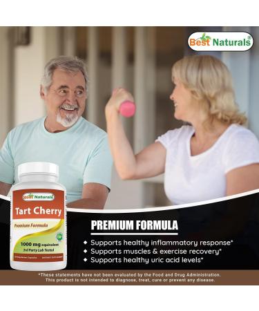Best Naturals Tart Cherry Extract 1000mg Veggie Capsules - Healthy Uric Acid Levels & Joint Function - 120 Count - Buy Online on GoSupps.com