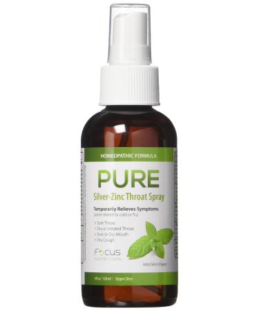 Pure Silver Zinc Natural Throat Spray for Cold and Flu Sore Throats Dry Cough and Dry Mouth and Voice Vocals