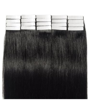Elailite Tape In Extensions - 20 Wefts Human Hair 45 cm #1 Black for Girls - Buy Online on GoSupps.com