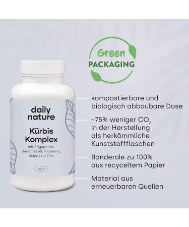 Dailynature Pumpkin Complex Capsules - High Dose 350mg 90 Capsules Made in Germany | Supports Prostate Health with Pumpkin Seeds Saw Palms Nettle Vitamin E & Zinc | 3 Months Supply - Buy Online on GoSupps.com