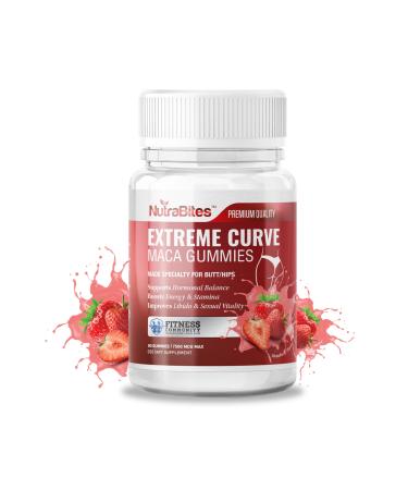 NutraBites Extreme Curve Maca Gummies - Natural Body Shaping & Hormonal Balance - 7500mg Complex with Fenugreek Dong Quai & Tribulus - Supports Mood Energy & Vitality - Vegan Strawberry (60 Count)