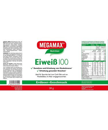 Megamax Protein Strawberry 7 Series (7x30g) | Low Carb Aspartame-Free Protein Powder for Muscle Building & Baking | High-Quality Molken & Milk Protein - Buy Online on GoSupps.com