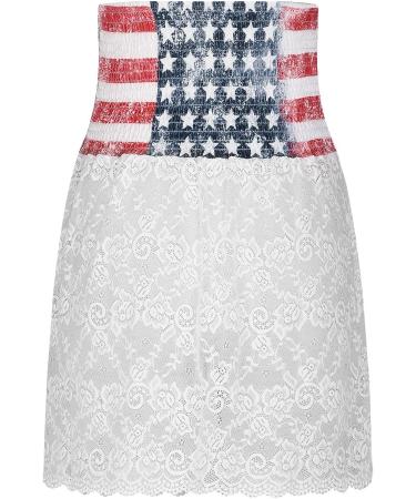 Women's Lace Splice Bandeau Tank Top - Summer Sleeveless Blouse | Floral Graphic Tee - A-White, Large - Buy Online on GoSupps.com