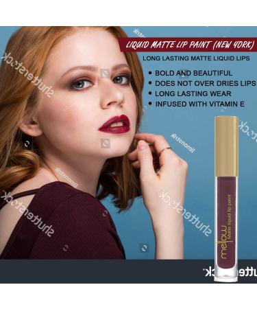 Mellow Liquid Matte Lip Paint (New York) - Highly Pigmented, Smudge Proof & Moisturizing Vegan Lip Color - Cruelty-Free Paraben Free Makeup - Buy Online on GoSupps.com