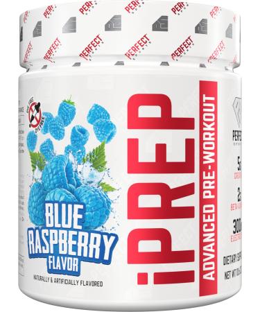 PERFECT SPORTS iPREP Advanced Pre Workout | 5g Creatine 2g Beta Alanine 300mg Electrolytes 320mg Caffeine | Sugar Dye & Gluten Free | 30 Servings (Blue Raspberry) Blue Raspberry 10.6 Ounce (Pack of 1)