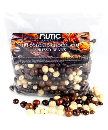 Gourmet Chocolate Covered Espresso Beans | White Milk And Dark Chocolate Coffee Beans Assortment | 1 Pound Bulk Chocolate Espresso Candy 1 Pound (Pack of 1)