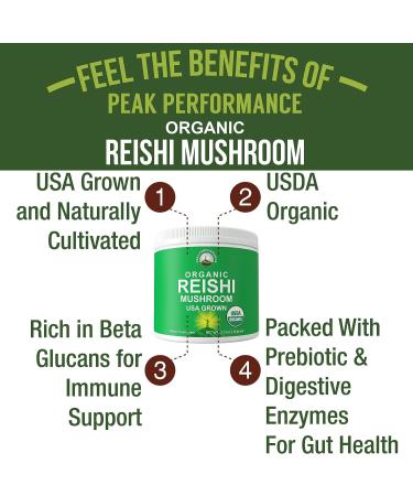 Organic Reishi Mushroom Powder - USA Grown Immunity Support Supplement - Buy Online on GoSupps.com
