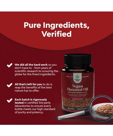 Organic Vegan Flaxseed Oil Softgels 1000mg - Cold Pressed Omega 3 Supplement for Hair, Skin, Nails, Heart & Brain Health - Plant Based ALA, Omega 3 6 9 - Buy Online on GoSupps.com