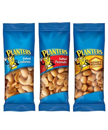 PLANTERS Variety Pack - 36 On-the-Go Nut Snacks: Salted Cashews, Peanuts & Honey Roasted | No Cholesterol, Healthy Fats - Buy Online on GoSupps.com