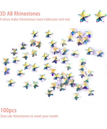Allstarry 100pcs 5mm Iridescent Star-Shaped Rhinestones - AB Glass Crystals for Jewelry & Nail Art - Buy Online on GoSupps.com