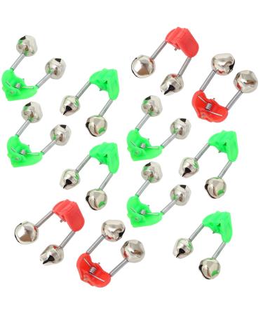 HONBAY 30PCS Plastic Clamp Fishing Rod Alarm Dual Alert Bells,Green and Red