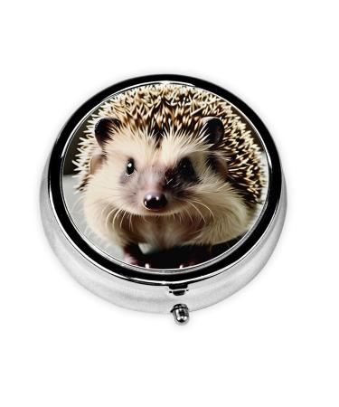 Cute Hedgehoground Pill Box 3 Compartment Round Pill Box Organizer Portable Travel Pill Box for Traveling.