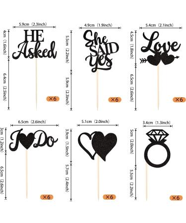 Pack of 36 He Asked She Said Yes Cake Decoration Birthday She Said Yes Cake Toppers Glitter Cake Decoration Diamond Ring Heart Cake Topper Muffin Decoration for Wedding Engagement Bridal Party Colour 4 - Buy Online on GoSupps.com