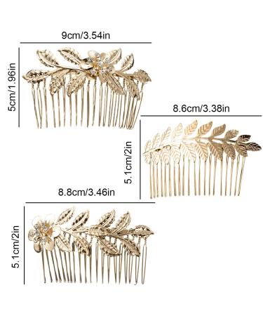 Elegant XPEX 3-Piece Gold Hair Jewelry Set - Leaf Hair Combs for Women | Easy Hair Styling & Stunning Designs - Buy Online on GoSupps.com